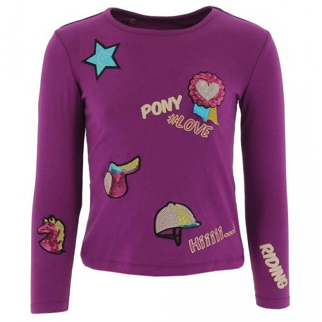 Equi-kids Ponylove Badges T-shirt paars